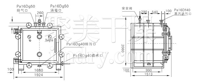 方形靜態真空干燥機結構示意圖